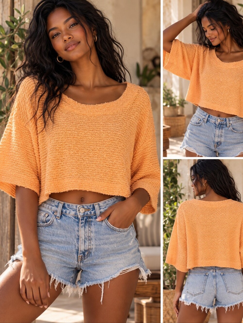 Urban Outfitters Peach Knit Crop Top
